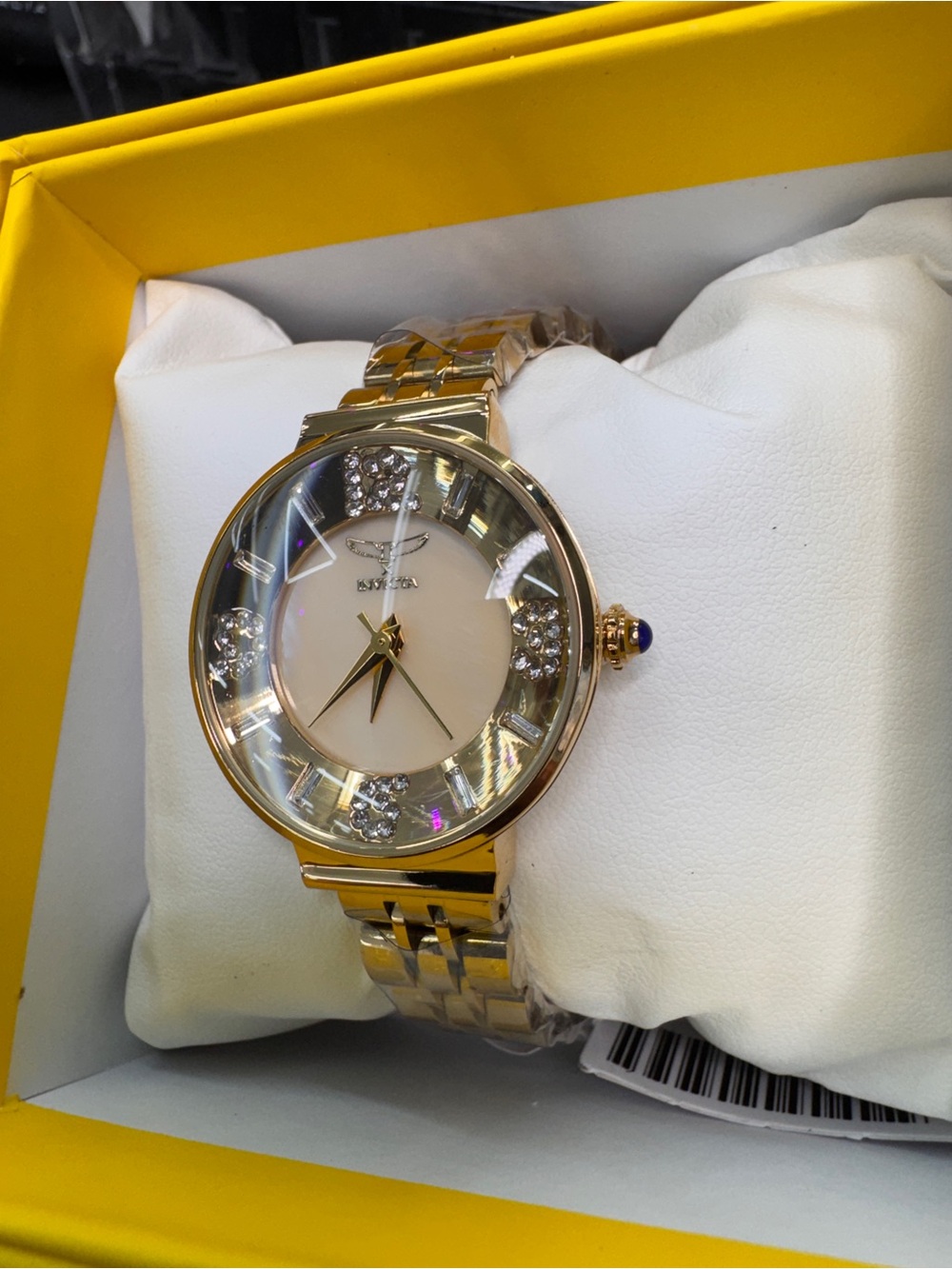 Invicta Gold-Tone Women's Crystal Accent Bracelet Watch with Cream Dial